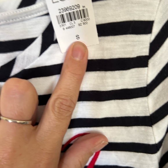 Loft Small 100% cotton nautical blue and white stripped shirt ❤️ embroidered - Picture 3 of 8